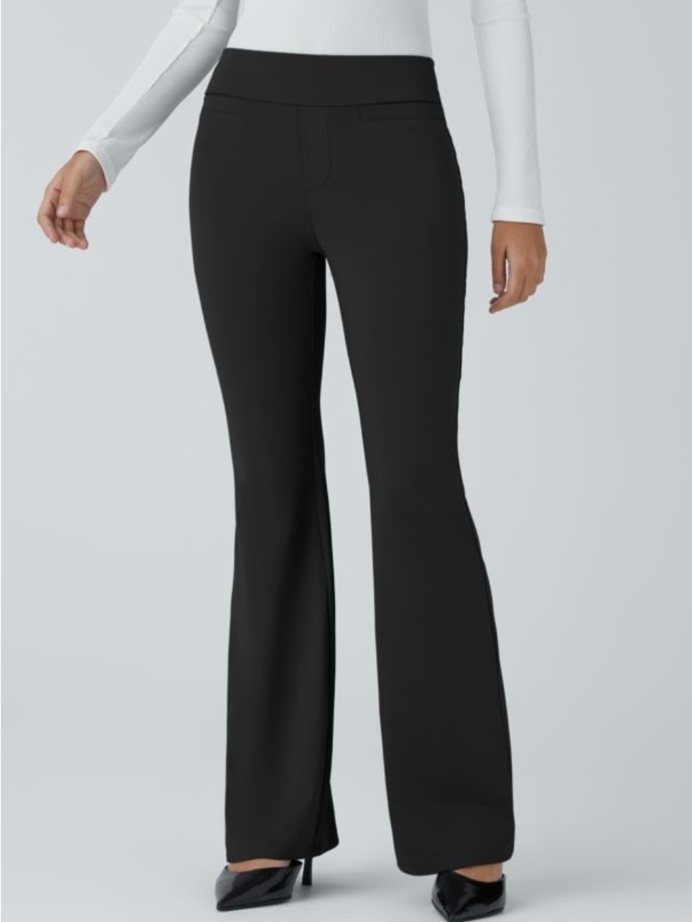 Halara Flex High rise Flared Pocket Work Pants Black Women’s MP Pull on NWT